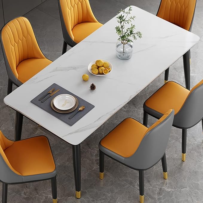 Table de salle à manger rectangulaire de style contemporain en pierre pour salle à manger